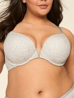 Front-Closure Light Gray T-Shirt Bra - Comfortable Everyday Support